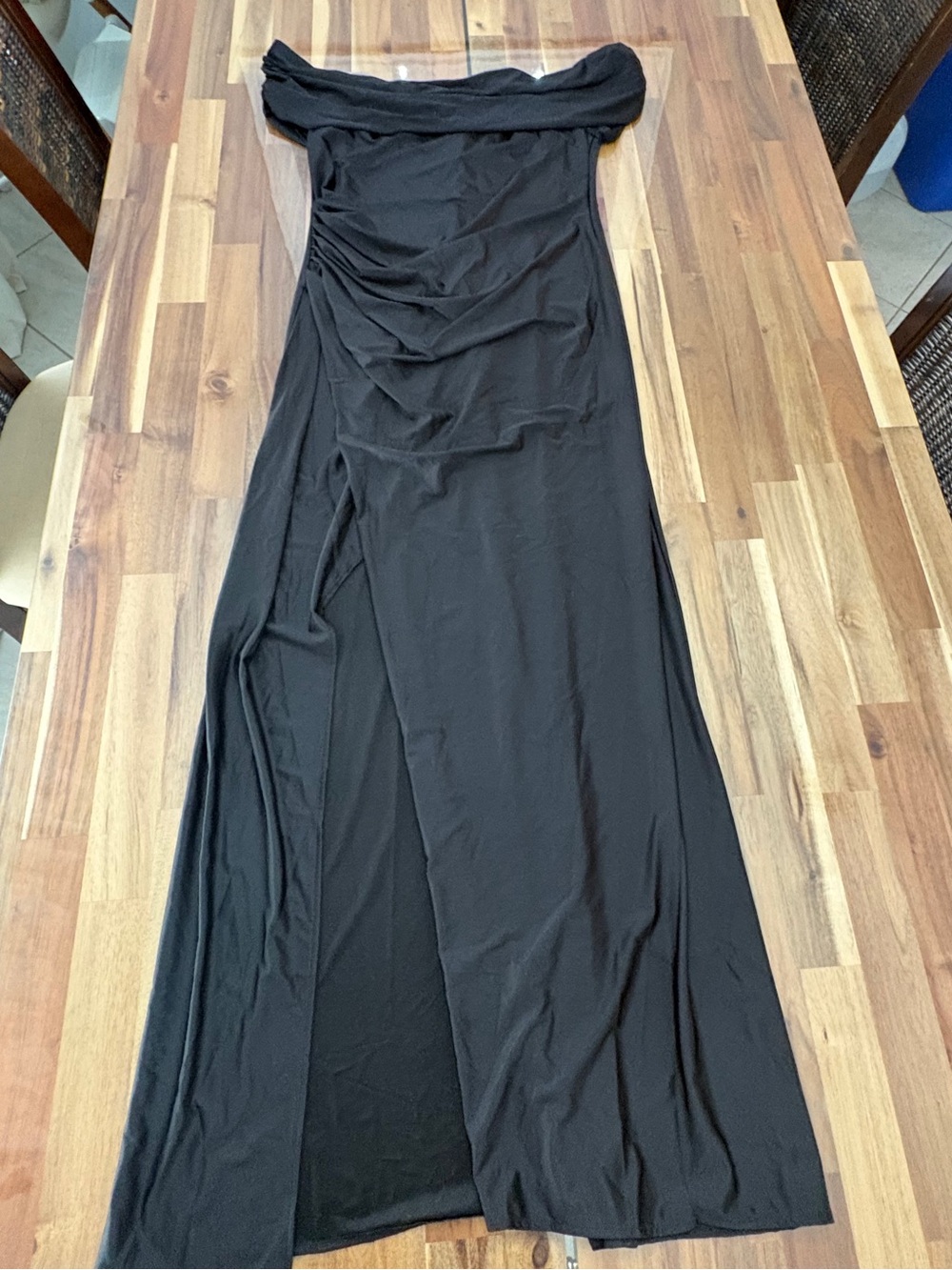 OYS Sz XL Elegant Off Shoulder Strapless full length Formal Black Dress